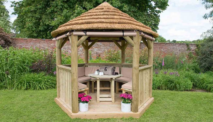 hexagonal gazebo with a choice of roof types