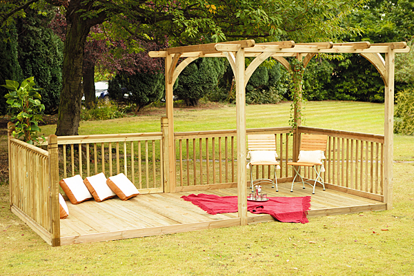 Deck kit with large pergola