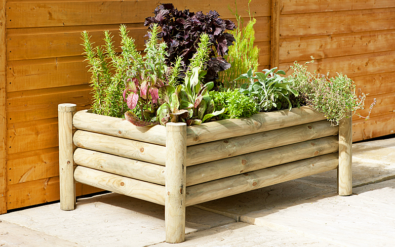 Forest Garden raised log planter