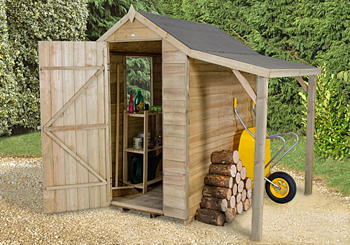 Apex shed with lean-to