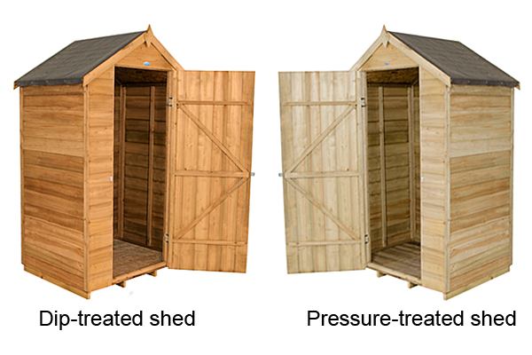 Dip-treated and pressure-treated sheds