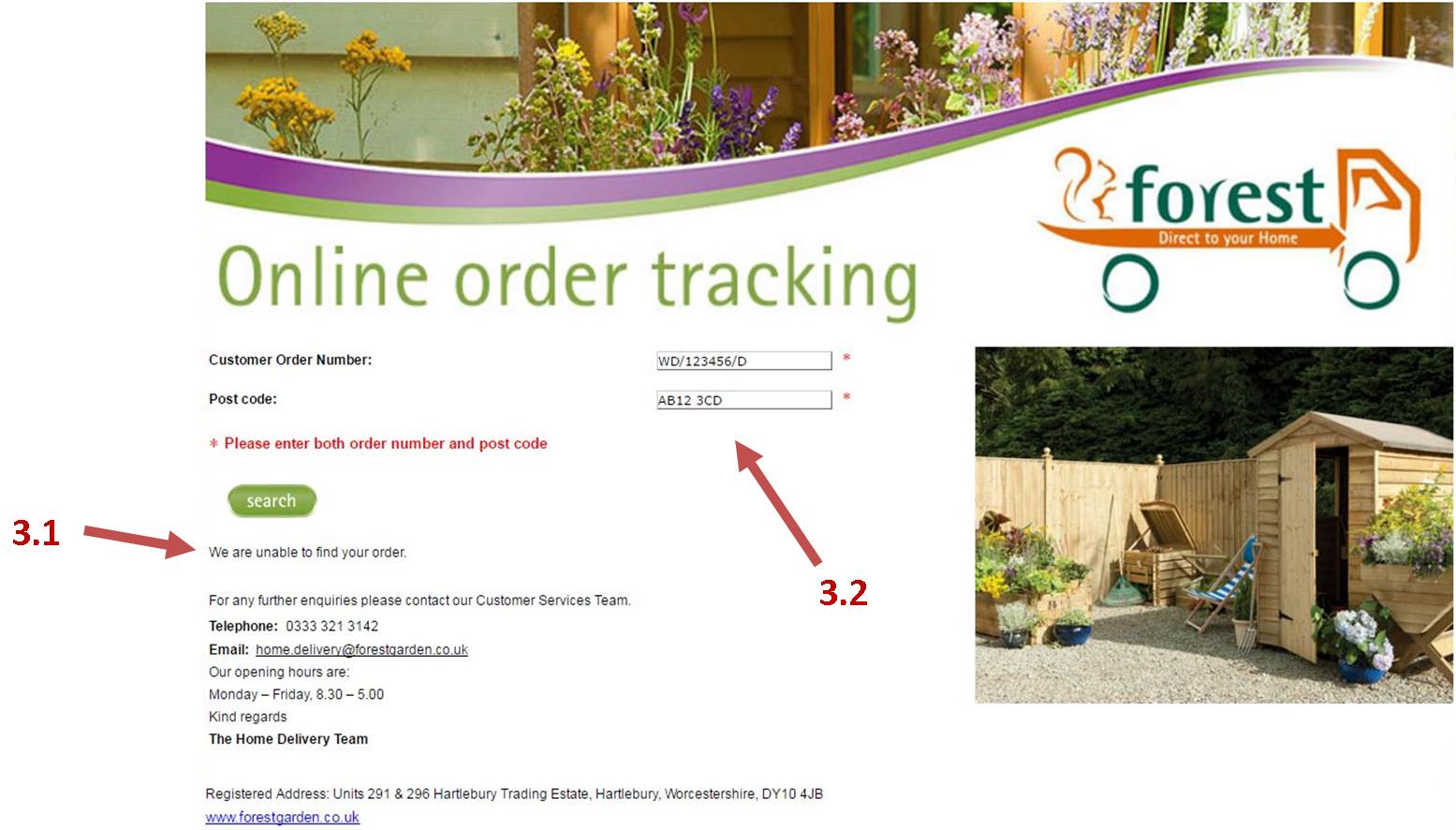 Booking your Wonkee Donkee Forest Garden delivery