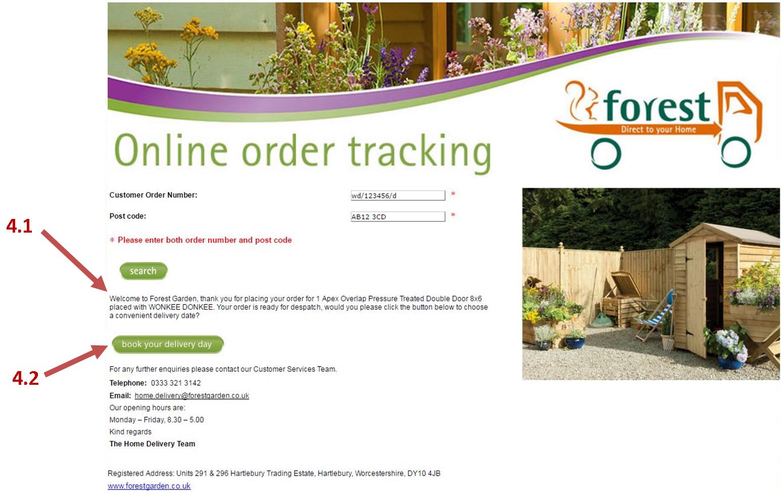 Booking your Wonkee Donkee Forest Garden delivery