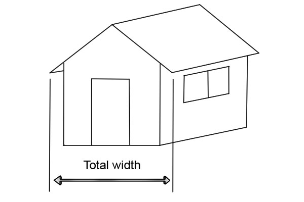 Diagram showing overall shed measurements