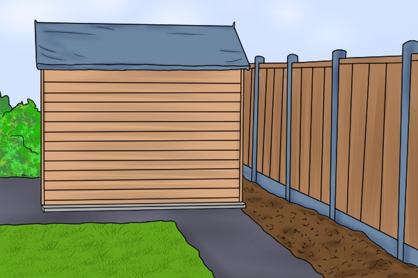 Shed too close to fence