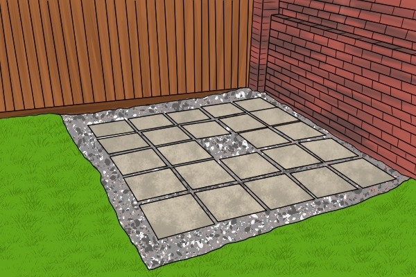 how to lay a concrete base paving slab shed base