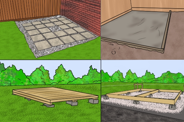 Four different types of shed base