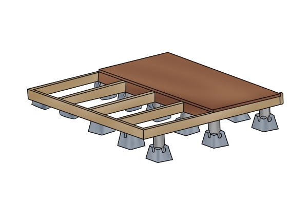 Joists on shed decking base