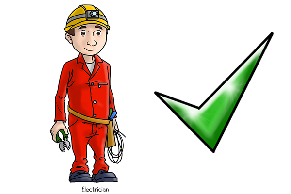 Electrician with green tick