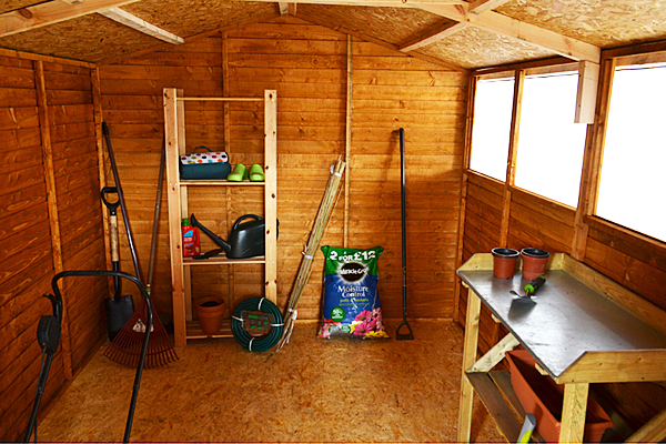 Overlap shed interior