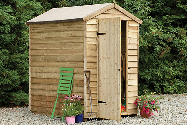 Overlap security shed with single door