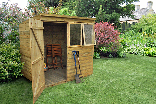 Shed located in garden