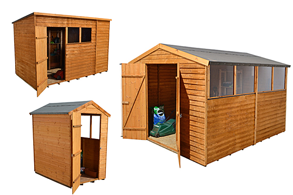 Three dip-treated sheds