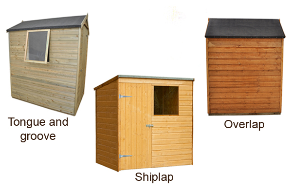 Overlap, shiplap and tongue & groove shed walls