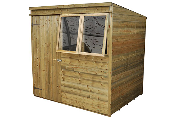 Shed with two open windows