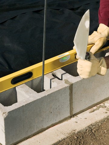 Laying a Course of Concrete Blocks