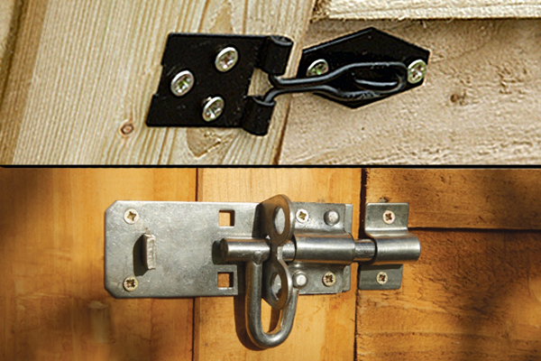 Shed door fasteners